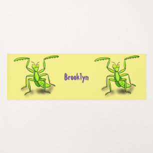 Funny green beten mantis Cartoon Illustration Yogamatte