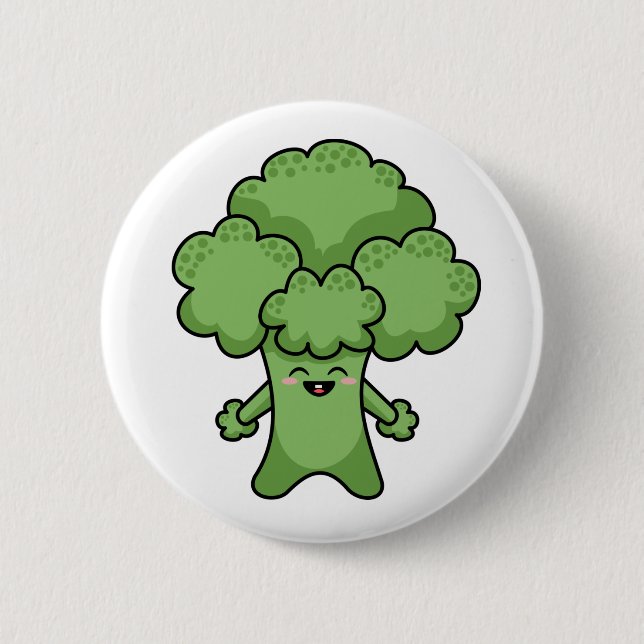 Funny Green Broccoli Button (Vorderseite)