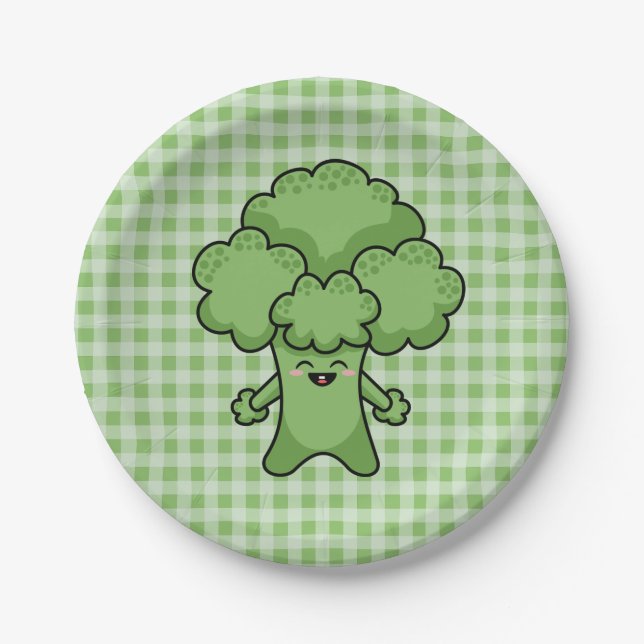 Funny Green Broccoli Pappteller (Vorderseite)