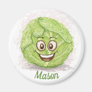 Funny Green Cabbage Zeichnend Individuelle Name Kü Magnet