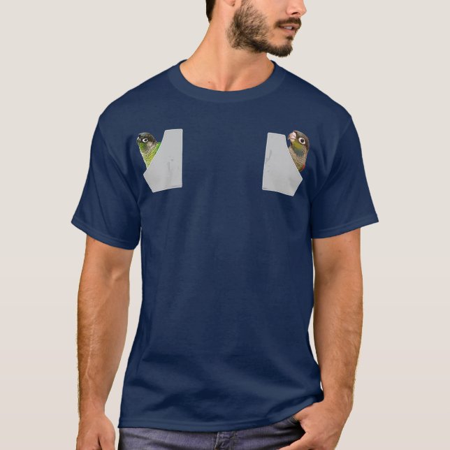 Funny Green Cheek Conture Shirt Niedlich Pocket (Vorderseite)