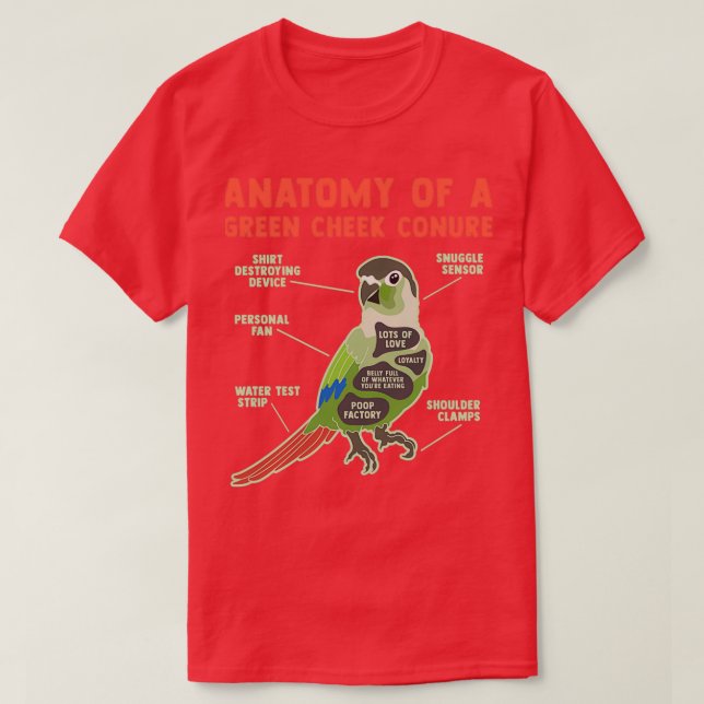 Funny Green Cheek Conure Bird Lover Ananas Parr T-Shirt (Design vorne)