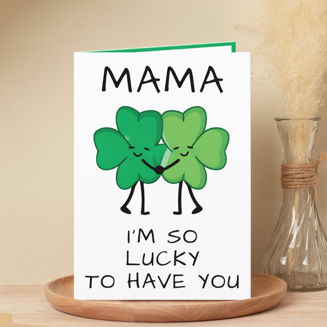 Funny Green Clover St Patrick's Day Mama Geburtsta Dankeskarte (Funny Green Clover St Patrick's Day Mom Birthday Thank You Card)