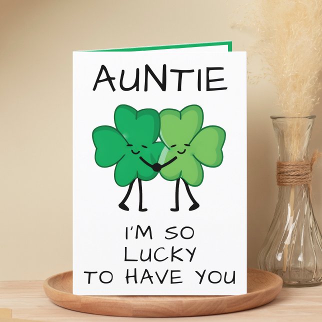 Funny Green Clover St Patrick's Day Tante Geburtst Dankeskarte (Funny Green Clover St Patrick's Day Aunt Birthday Thank You Card)