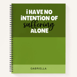 Funny Green Colorblock Leid Allone Typografie Notizbuch
