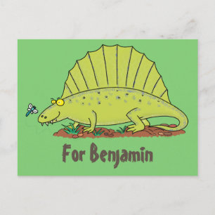 Funny Green Dimetrodon Cartoon Dinosaurier Postkarte