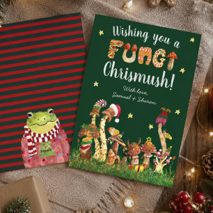 Funny Green Festive Mushroom Fungi Christmas Pub Feiertagskarte