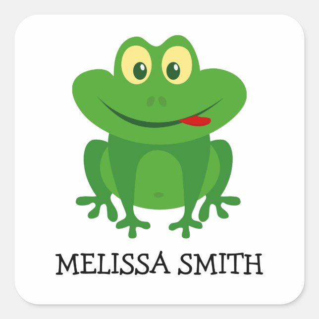 Funny Green Frog Kleiner Cartoon Sticker (Vorderseite)