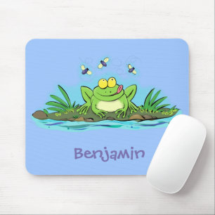 Funny green frog mit Fliegen Cartoon Illustration Mousepad