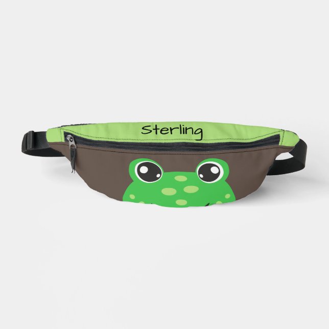 Funny Green Frog Personalisiertes Kind Bauchtasche (Vorderseite)