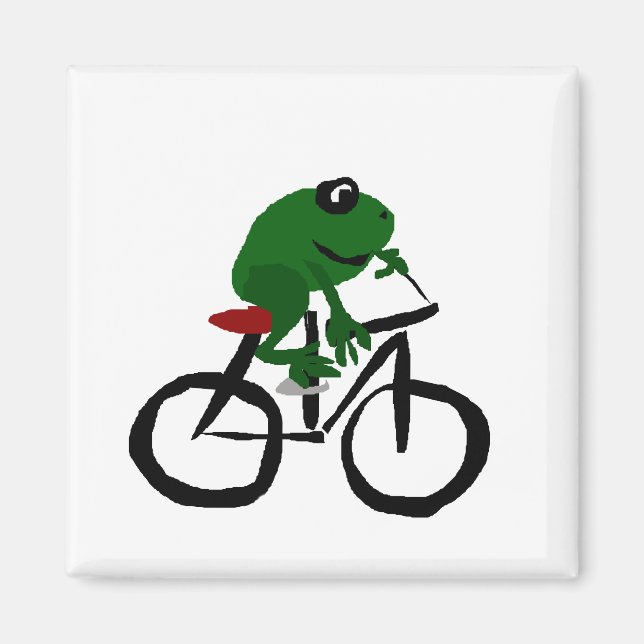 Funny Green Frog Reiten eines Fahrrads Magnet (Vorne)