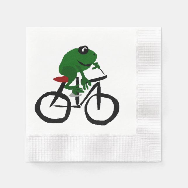 Funny Green Frog Reiten eines Fahrrads Serviette (Vorderseite)