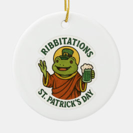 Funny Green Frog St. Patrick's Day  Keramik Ornament