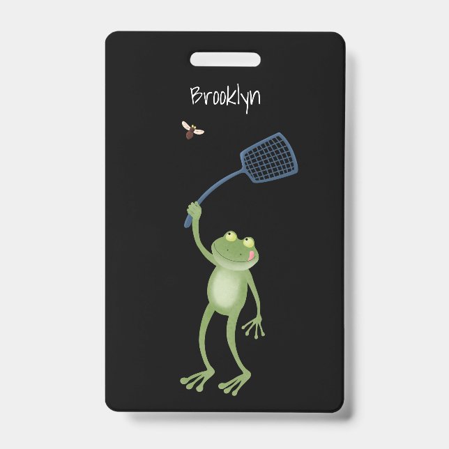 Funny green frog swatfly Cartoon Ausweis (Vorderseite)