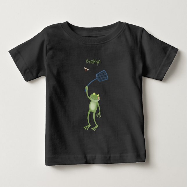 Funny green frog swatfly Cartoon Baby T-shirt (Vorderseite)