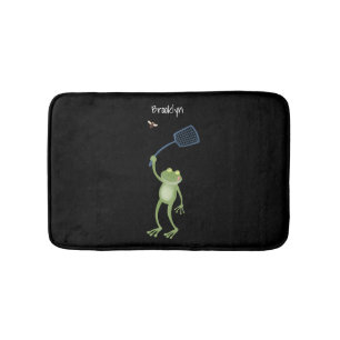 Funny green frog swatfly Cartoon Badematte