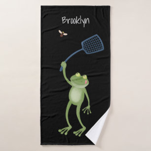Funny green frog swatfly Cartoon Badhandtuch Set