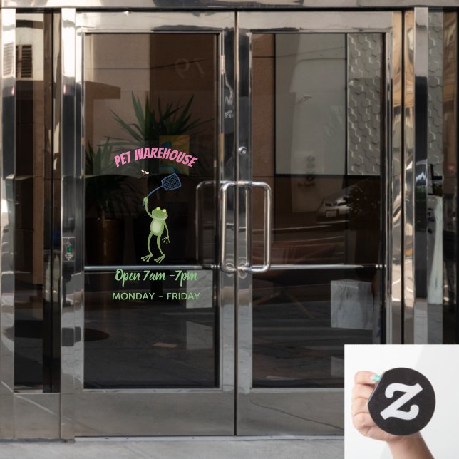 Funny green frog swatfly Cartoon Fensteraufkleber (Büro Tür)