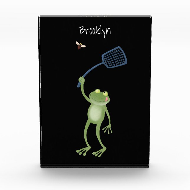 Funny green frog swatfly Cartoon Fotoblock (Vorderseite)