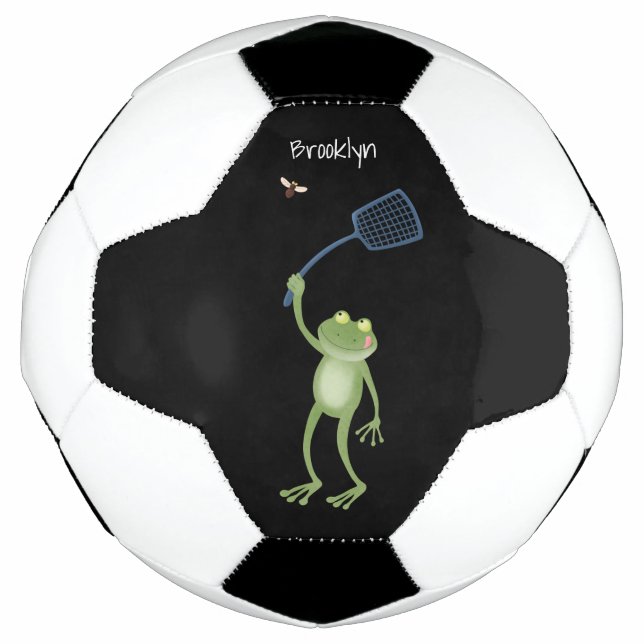 Funny green frog swatfly Cartoon Fußball (Vorderseite)