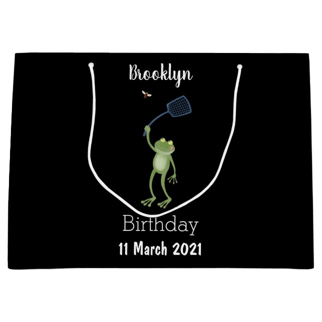 Funny green frog swatfly Cartoon Große Geschenktüte (Vorderseite)