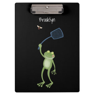 Funny green frog swatfly Cartoon Klemmbrett