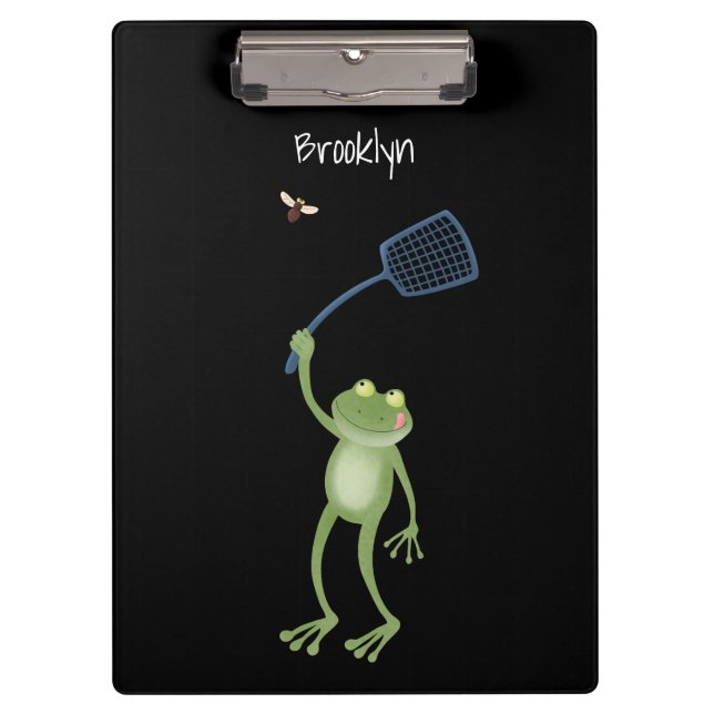 Funny green frog swatfly Cartoon Klemmbrett (Vorderseite)
