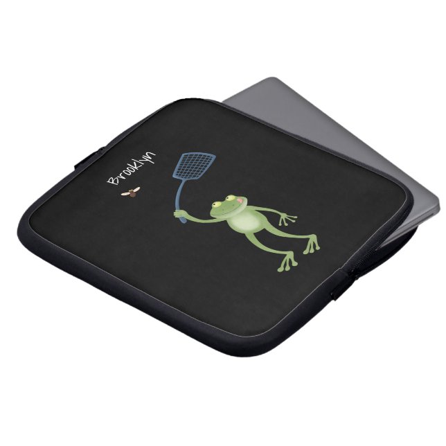 Funny green frog swatfly Cartoon Laptopschutzhülle (Vorne Oben)