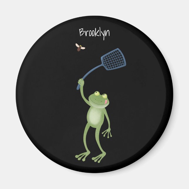 Funny green frog swatfly Cartoon Magnet (Vorne)