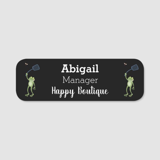 Funny green frog swatfly Cartoon Namensschild (Vorderseite)