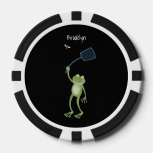 Funny green frog swatfly Cartoon Pokerchips