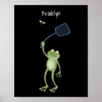 Funny green frog swatfly Cartoon