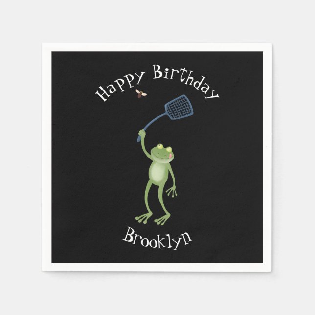 Funny green frog swatfly Cartoon Serviette (Vorderseite)