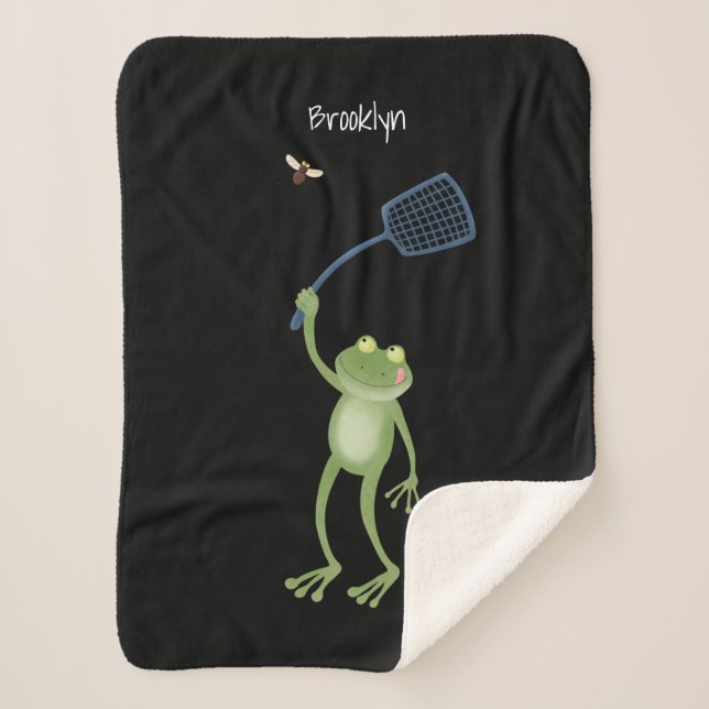 Funny green frog swatfly Cartoon Sherpadecke (Vorderseite)