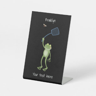 Funny green frog swatfly Cartoon Sockelschild