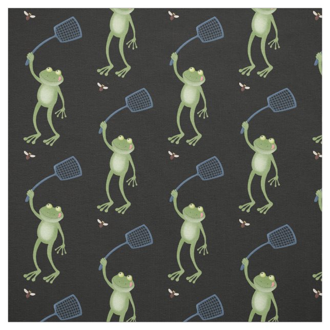 Funny green frog swatfly Cartoon Stoff (Muster)