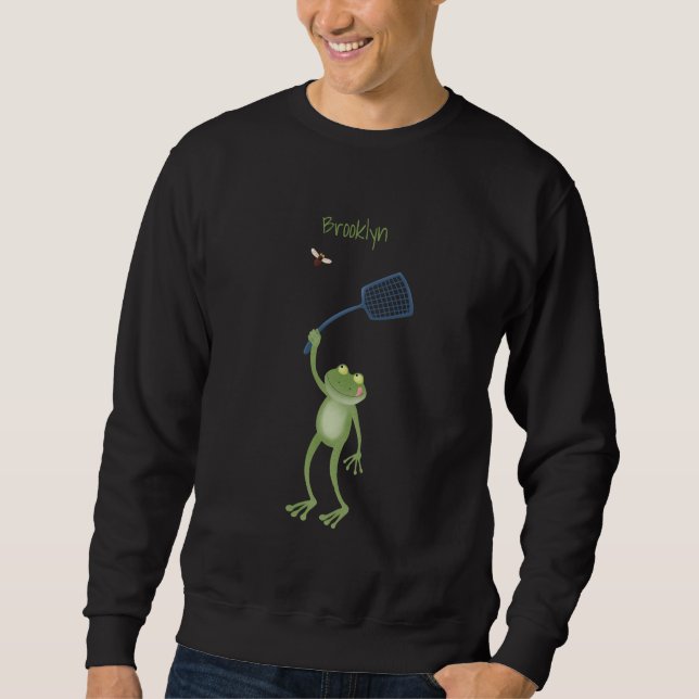 Funny green frog swatfly Cartoon Sweatshirt (Vorderseite)