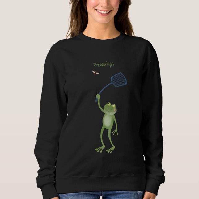 Funny green frog swatfly Cartoon Sweatshirt (Vorderseite)