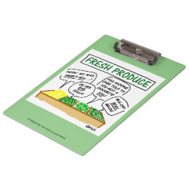 Funny Green Grocer Supermarket Manager Cartoon Klemmbrett