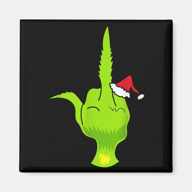 Funny Green Hand Middle Finger Xmas Santa  Magnet (Vorne)