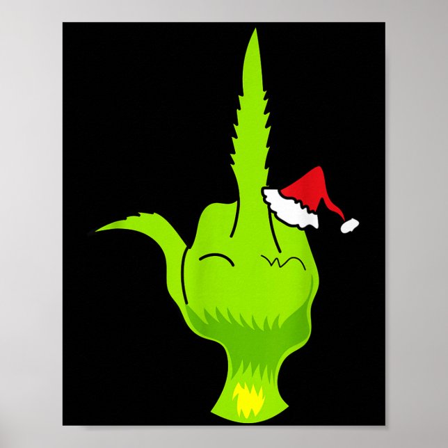 Funny Green Hand Middle Finger Xmas Santa  Poster (Vorne)