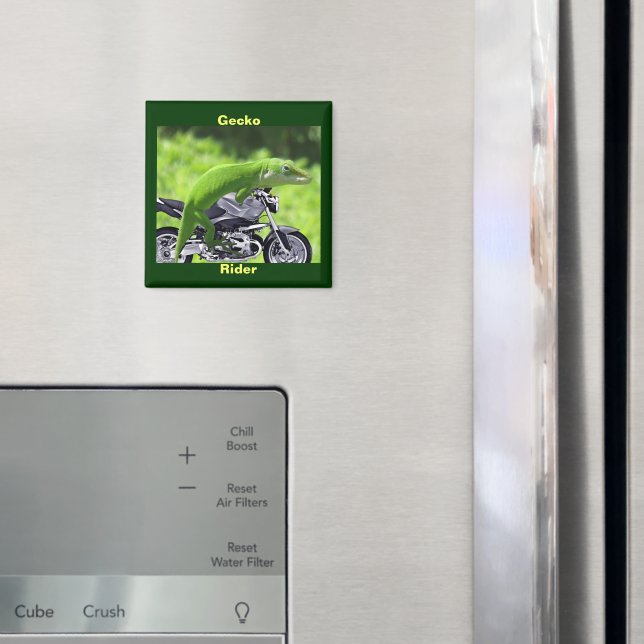 Funny Green Hawaiian Gecko Rider Magnet (In Situ (Kühlschrank))