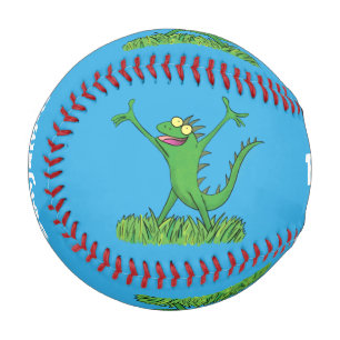 Funny green lächelnd animierte Eidechse Baseball
