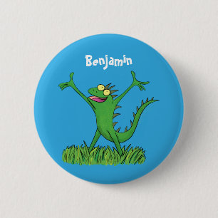 Funny green lächelnd animierte Eidechse Button