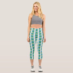 Funny green lächelnd animierte Eidechse Capri Leggings