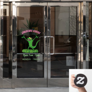 Funny green lächelnd animierte Eidechse Fensteraufkleber