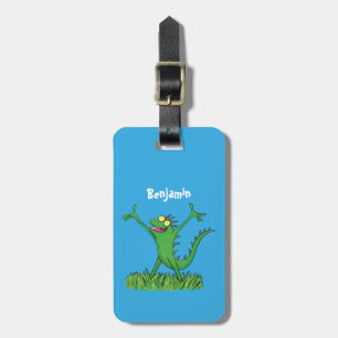 Funny green lächelnd animierte Eidechse Gepäckanhänger