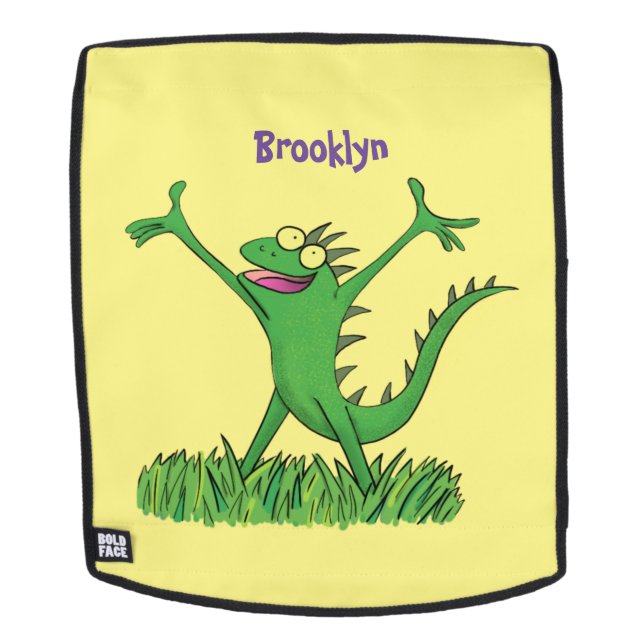 Funny green lächelnd animierte Eidechse Rucksack (Abnehmbare Front)
