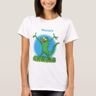 Funny green lächelnd animierte Eidechse T-Shirt