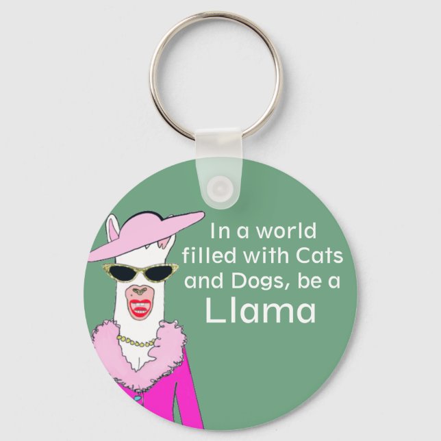 Funny Green Lady Llama Advice Schlüsselanhänger (Vorderseite)